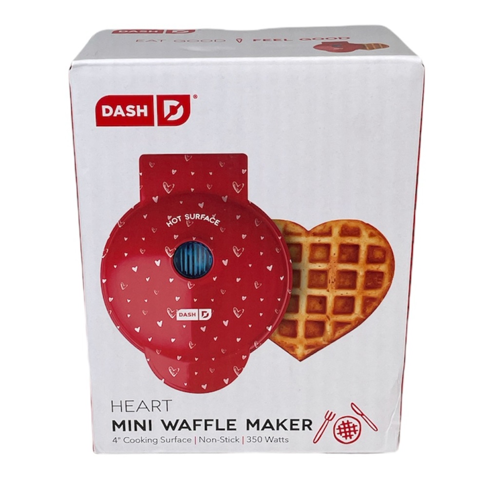 Dash Heart Mini Waffle Maker, Red, Heart Waffle Maker
